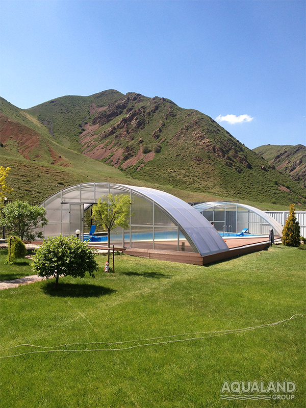 Павильон для бассейна размерами 9м х 18м  х2,8м  модель Юниверс производство Aqualand Group