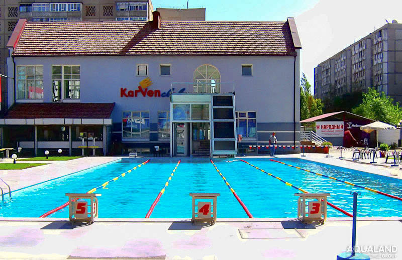 Открытый плавательный бассейн - Karven club. Строительство и проектирование бассейнов в Казахстане и Кыргызстане.